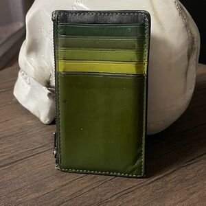 Coach Wallet Green Leather Card Holder